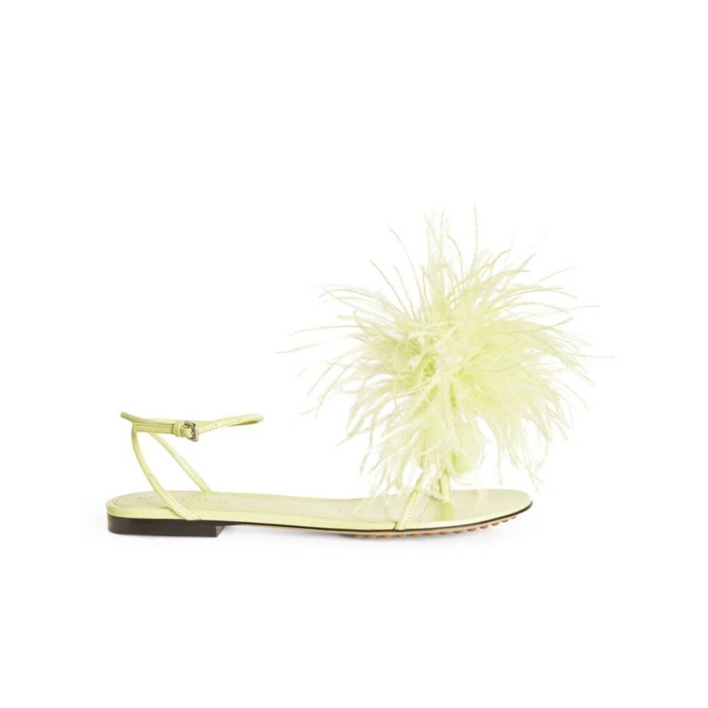 NEW BOTTEGA VENETA women's feather dot sandals in green
